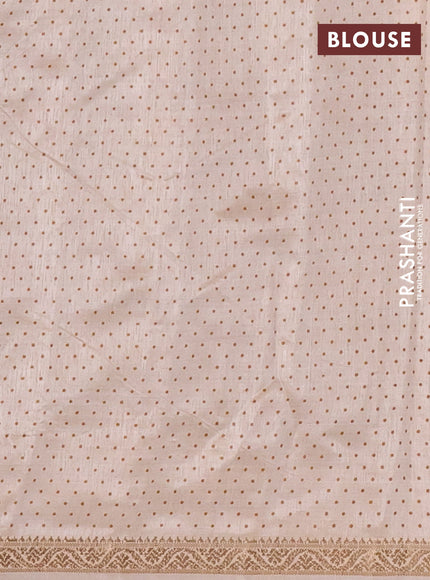 Semi raw silk saree cream with allover geometric prints and zari woven border