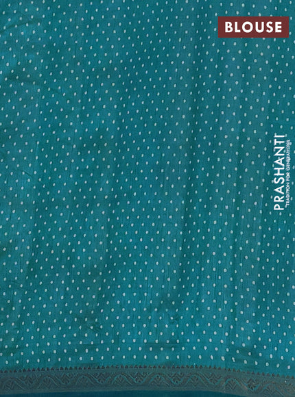 Semi raw silk saree cs blue with allover geometric prints and zari woven border