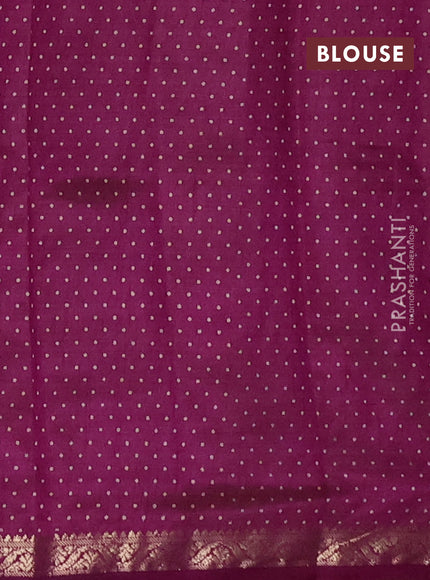 Semi raw silk saree deep purple with allover geometric prints and zari woven border