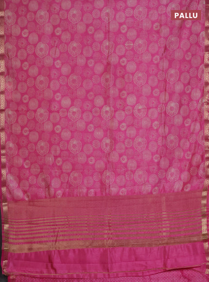 Semi raw silk saree pink with allover geometric prints and zari woven border