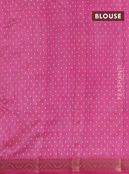 Semi raw silk saree pink with allover geometric prints and zari woven border