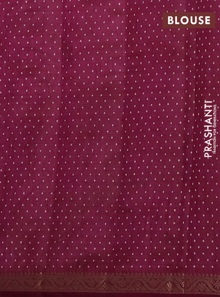 Semi raw silk saree deep purple with allover geometric prints and zari woven border