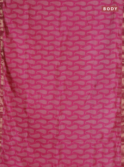 Semi raw silk saree light pink with allover paisley prints and zari woven border