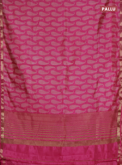 Semi raw silk saree light pink with allover paisley prints and zari woven border