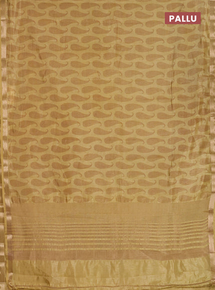 Semi raw silk saree mustard shade with allover paisley prints and zari woven border