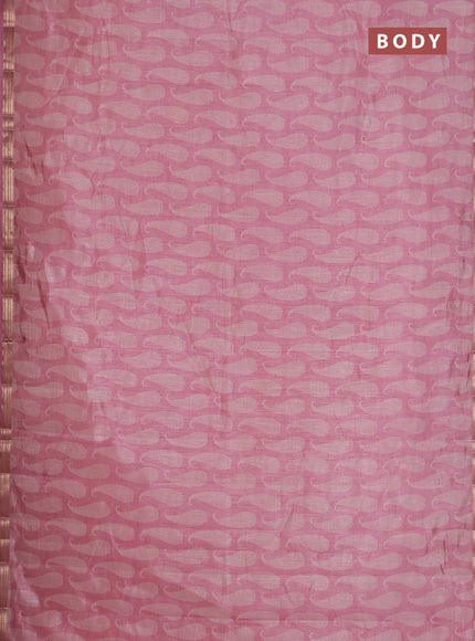 Semi raw silk saree mauve pink with allover paisley prints and zari woven border