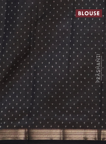 Semi raw silk saree black with allover paisley prints and zari woven border