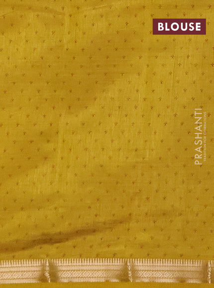 Semi raw silk saree mustard yellow with allover paisley prints and zari woven border