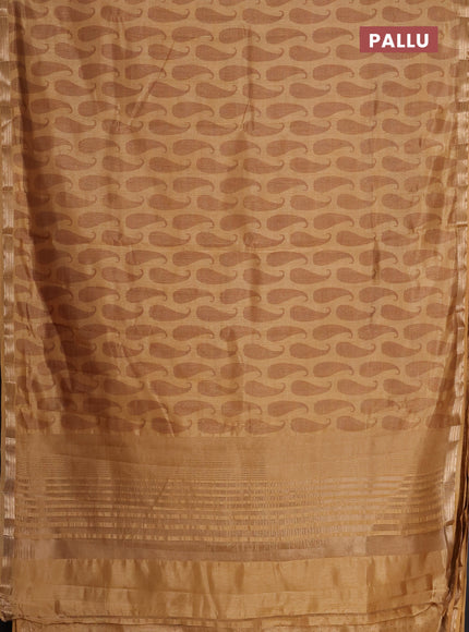 Semi raw silk saree sandal with allover paisley prints and zari woven border