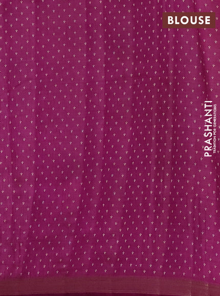 Semi raw silk saree deep purple with allover paisley prints and zari woven border
