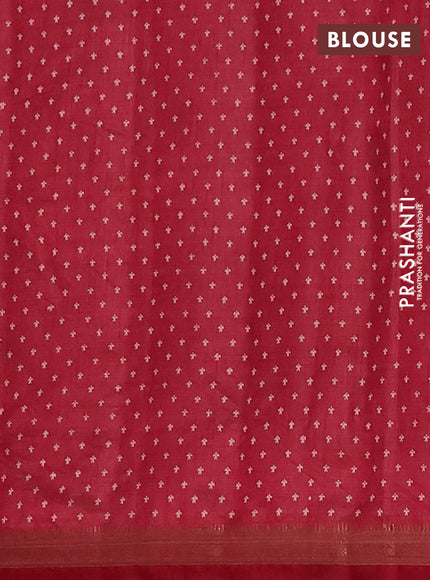 Semi raw silk saree maroon with allover paisley prints and zari woven border