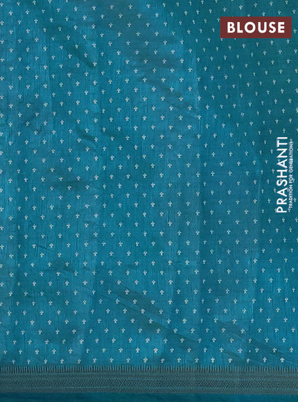 Semi raw silk saree cs blue with allover paisley prints and zari woven border