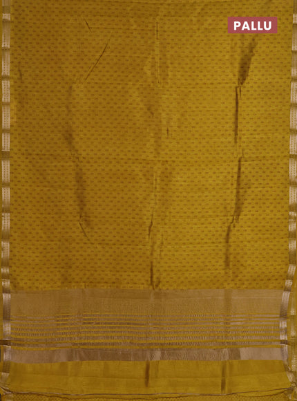Semi raw silk saree mustard yellow with allover butta prints and zari woven border