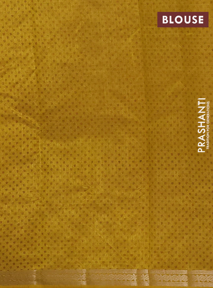 Semi raw silk saree mustard yellow with allover butta prints and zari woven border