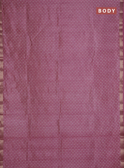 Semi raw silk saree mauve pink with allover butta prints and zari woven border