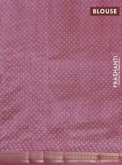 Semi raw silk saree mauve pink with allover butta prints and zari woven border