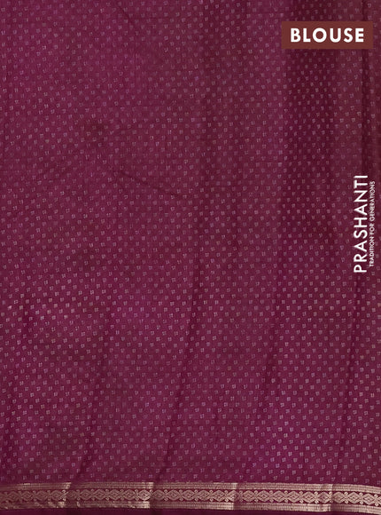 Semi raw silk saree deep purple with allover butta prints and zari woven border