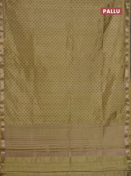 Semi raw silk saree mustard shade with allover butta prints and zari woven border
