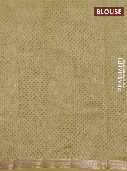 Semi raw silk saree mustard shade with allover butta prints and zari woven border