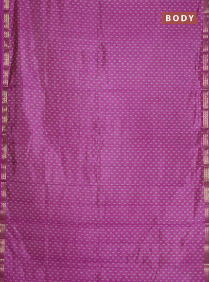 Semi raw silk saree lavender with allover butta prints and zari woven border