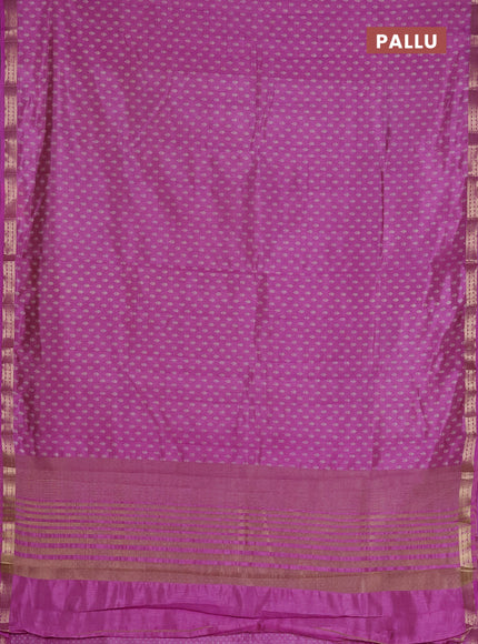 Semi raw silk saree lavender with allover butta prints and zari woven border