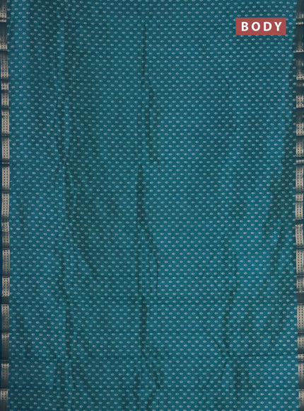 Semi raw silk saree cs blue with allover butta prints and zari woven border