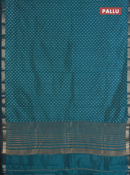 Semi raw silk saree cs blue with allover butta prints and zari woven border