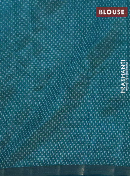 Semi raw silk saree cs blue with allover butta prints and zari woven border