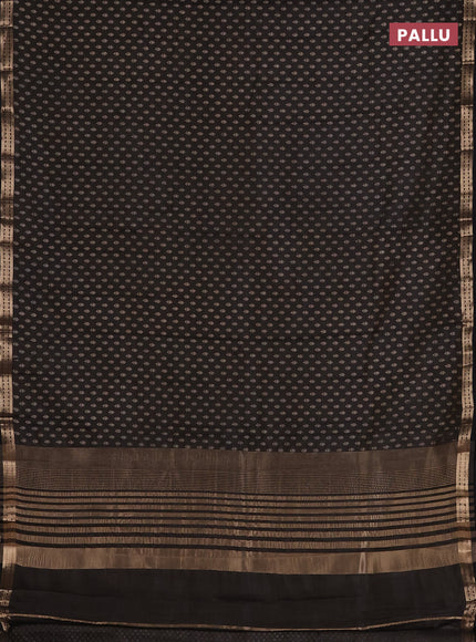 Semi raw silk saree black with allover butta prints and zari woven border