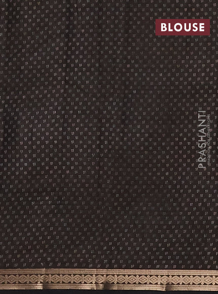 Semi raw silk saree black with allover butta prints and zari woven border