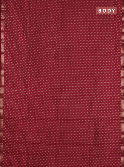 Semi raw silk saree maroon with allover butta prints and zari woven border