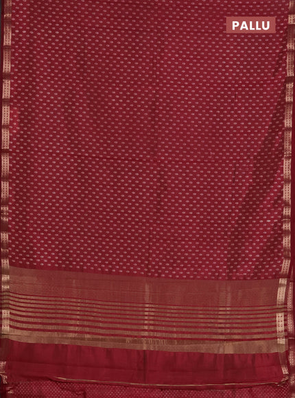 Semi raw silk saree maroon with allover butta prints and zari woven border