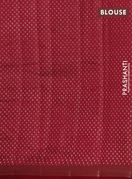 Semi raw silk saree maroon with allover butta prints and zari woven border
