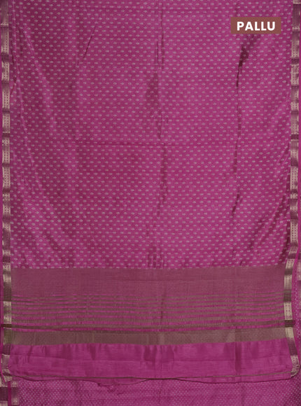 Semi raw silk saree pink with allover butta prints and zari woven border