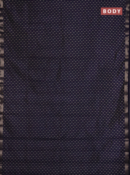 Semi raw silk saree navy blue with allover butta prints and zari woven border