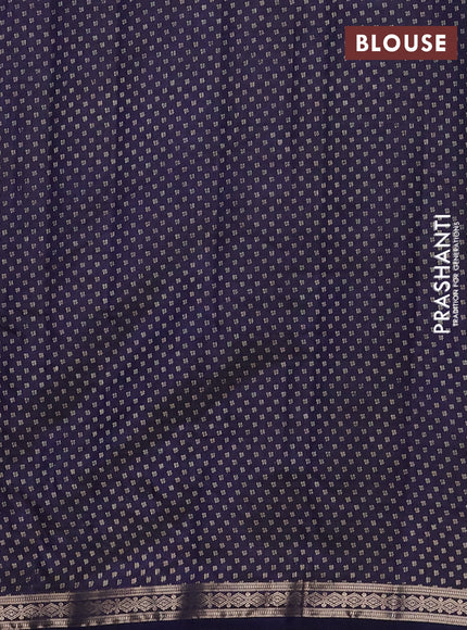 Semi raw silk saree navy blue with allover butta prints and zari woven border