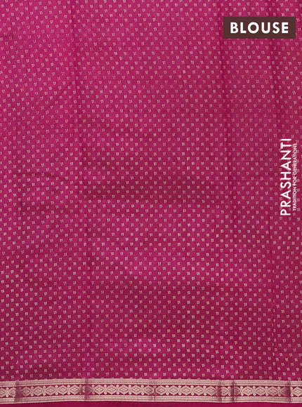 Semi raw silk saree dark pink with allover butta prints and zari woven border