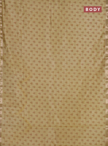 Semi raw silk saree mustard shade with allover butta prints and zari woven border