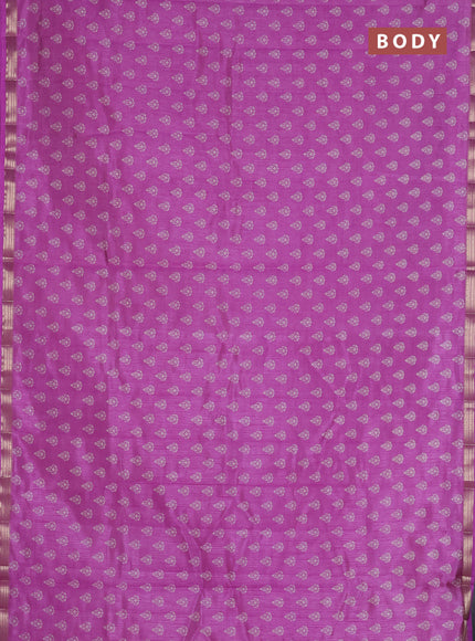 Semi raw silk saree lavender with allover butta prints and zari woven border