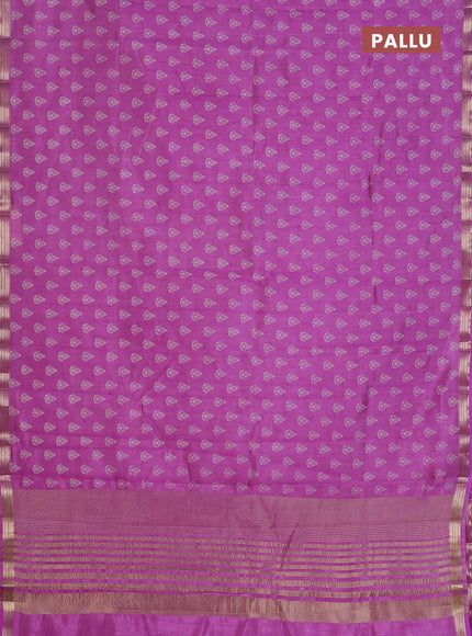 Semi raw silk saree lavender with allover butta prints and zari woven border