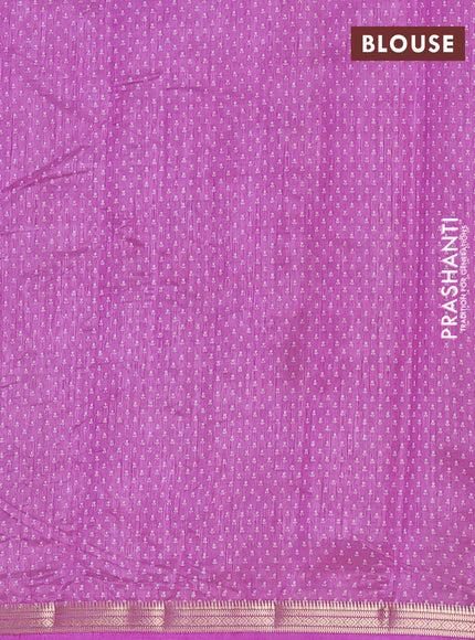 Semi raw silk saree lavender with allover butta prints and zari woven border