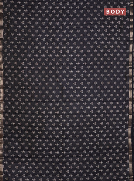 Semi raw silk saree black with allover butta prints and zari woven border