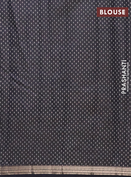 Semi raw silk saree black with allover butta prints and zari woven border