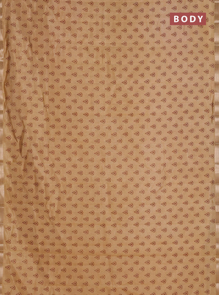 Semi raw silk saree sandal with allover butta prints and zari woven border