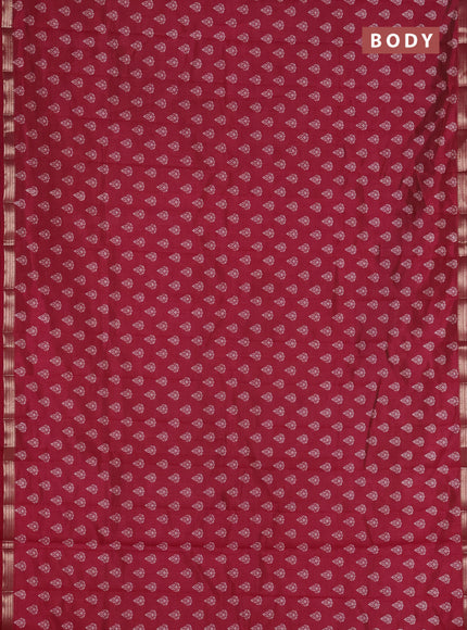 Semi raw silk saree deep maroon with allover butta prints and zari woven border