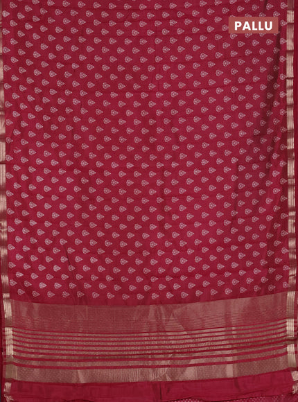 Semi raw silk saree deep maroon with allover butta prints and zari woven border