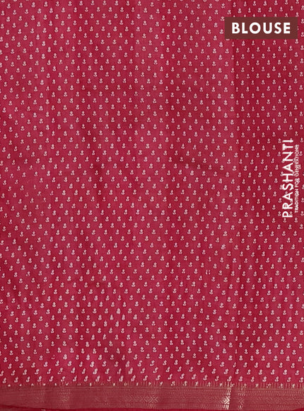 Semi raw silk saree deep maroon with allover butta prints and zari woven border