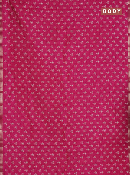 Semi raw silk saree dark pink with allover butta prints and zari woven border