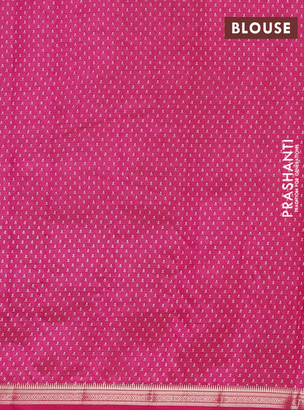 Semi raw silk saree dark pink with allover butta prints and zari woven border