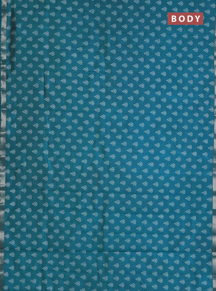Semi raw silk saree cs blue with allover butta prints and zari woven border